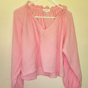 MABLE Pink Ruffled Relaxed Cropped Blouse